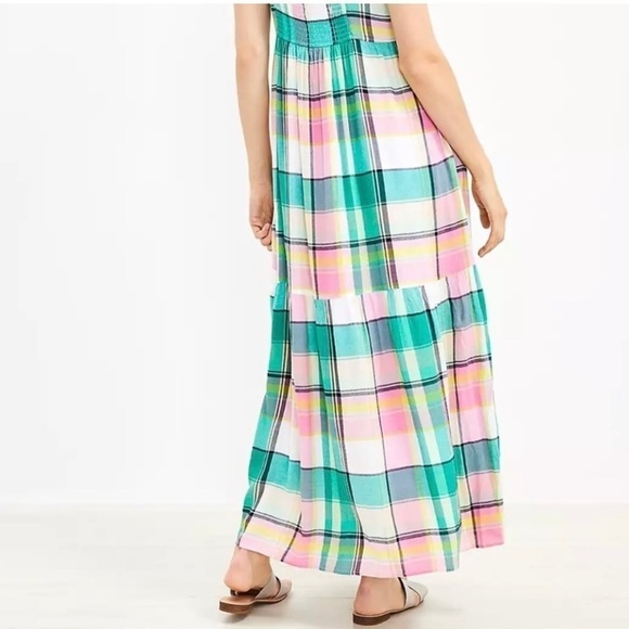 Loft Plaid Strappy Tiered Maxi Pocket Dress  - Size XSP - Picture 2 of 10